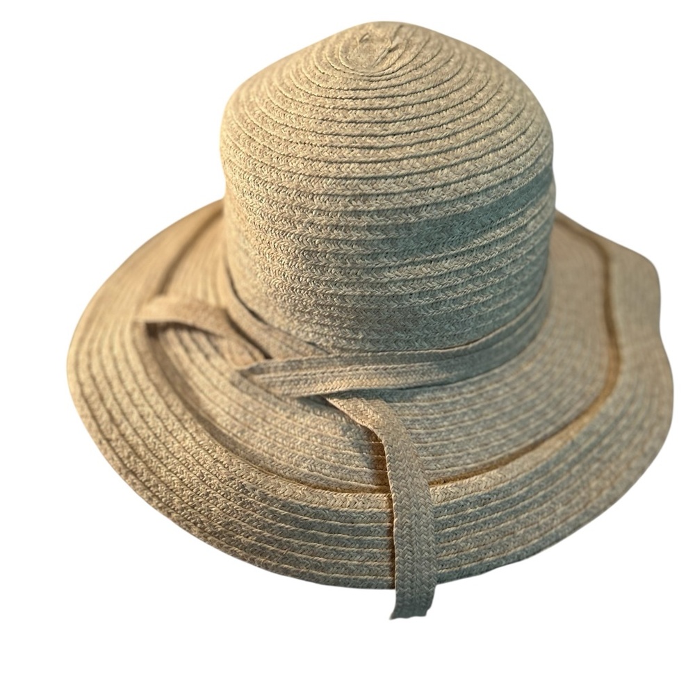 Silver Wave Tan Woven Sun Hat with Wide Brim 🆕